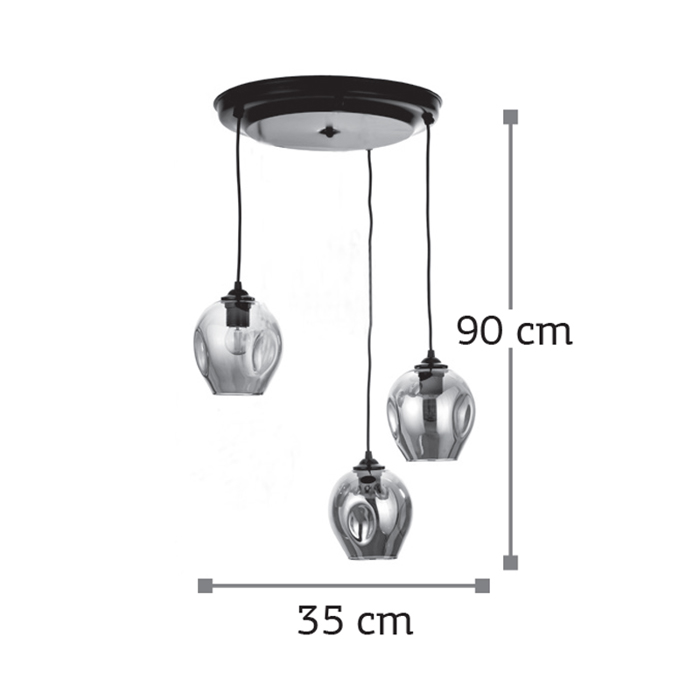 Kremasto fotistiko apo nikel mat metallo kai diafano Gyali se rozeta 3XE27 D:30cm (4474-3-NM)